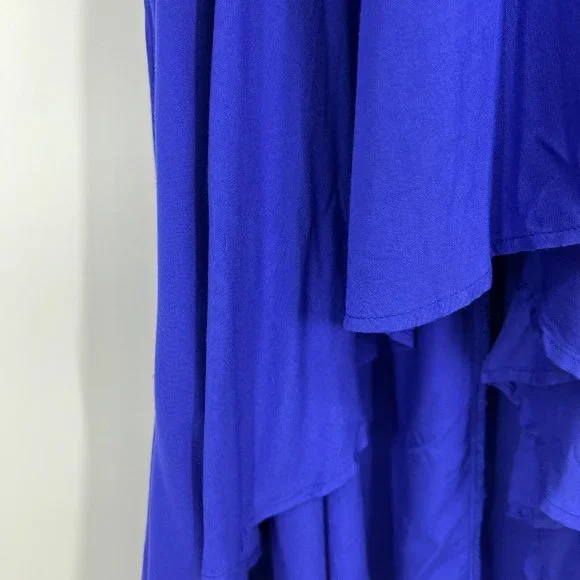 Umgee Dress Blue Ruffle Hi Lo Bell Sleeve V Neck Midi NWT - Picture 7 of 12